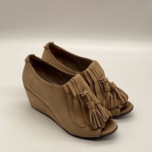 ANYI LU JESSIE SUEDE TASSEL WEDGE